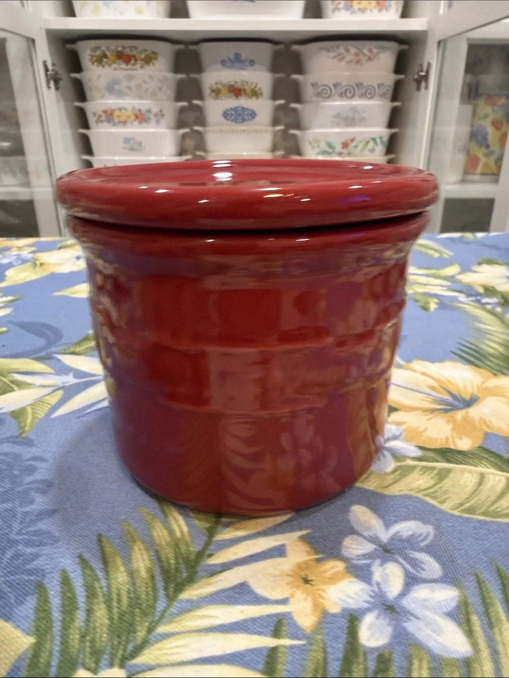 Longaberger Red Glazed Ceramic Kitchen Canister with Lid